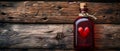 Bottled Heart Essence on Rustic Wood - Symbol of Lifelong Affection. Concept Romantic Gift, Royalty Free Stock Photo