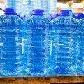 Bottled still water on the palette Royalty Free Stock Photo