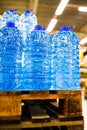 Bottled still water on the palette Royalty Free Stock Photo