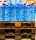 Bottled still water on the palette Royalty Free Stock Photo