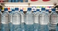 Bottled Water Display in Grocery Store Refrigerator Section Royalty Free Stock Photo