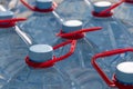 Bottled water. 5 liter plastic bottles with mineral water. Selective focus