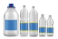 Bottled water in 5 sizes isolated Royalty Free Stock Photo