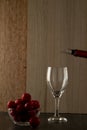 Bottled wine pouring spout serving red wine