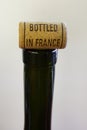 Bottleneck and cork with inscription Bottled in France