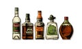 Bottles of alcohol. Distilled beverage Royalty Free Stock Photo