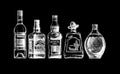 Bottles of alcohol. Distilled beverage Royalty Free Stock Photo