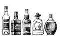 Bottles of alcohol. Distilled beverage Royalty Free Stock Photo