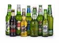 Bottles of assorted cold beers. Royalty Free Stock Photo