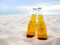 Bottles of Beer on the beach. Party, Friendship, Beer Concept. Royalty Free Stock Photo