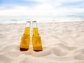 Bottles of Beer on the beach. Party, Friendship, Beer Concept. Royalty Free Stock Photo