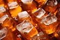 Bottles of beer with ice cubes closeup drink. Generate AI
