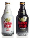 Bottles of belgian Gulden Draak classic and quadruple beer Royalty Free Stock Photo