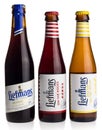 Bottles of Belgian Liefmans fruit beer