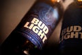 Marinette,WI/U.S.A.-Nov9,2019: Bottles of Bud Light beer, an American light beer