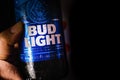 Marinette,WI/U.S.A.-Nov9,2019: Bottles of Bud Light beer, an American light beer