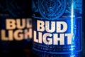 Marinette,WI/U.S.A.-Nov9,2019: Bottles of Bud Light beer, an American light beer