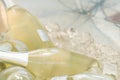 Bottles of champagne in cold ice cubes Royalty Free Stock Photo