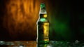 Bottles of cold and fresh beer with ice isolated, generative ai Royalty Free Stock Photo