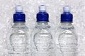 Bottles of cold mineral water on crushed ice