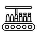 Bottles on conveyor icon, outline style