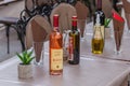 bottles and decoration in a restaurant