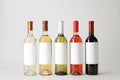 Bottles of delicious wines with blank labels