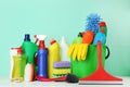 Detergent and cleaning tools Royalty Free Stock Photo