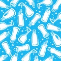 Bottles detergent pattern, background set. Collection icon bottles detergent. Vector Royalty Free Stock Photo