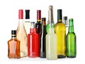 Bottles with different alcoholic drinks Royalty Free Stock Photo