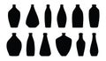 Bottles from different drinks, black silhouettes collection isolated Royalty Free Stock Photo