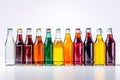 Bottles with different drinks on white background. Generative AI Royalty Free Stock Photo