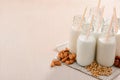 Bottles of different plant milks