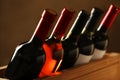 Bottles of different wines. Expensive collection Royalty Free Stock Photo