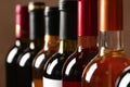 Bottles of different wines. Expensive collection Royalty Free Stock Photo