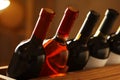 Bottles of different wines. Expensive collection Royalty Free Stock Photo