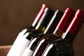 Bottles of different wines. Expensive collection Royalty Free Stock Photo