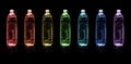 Bottles of drinking water. Rainbow colors
