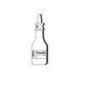 Bottles with drops and spray, nasal spray. Drops from allergies. White plastic bottles. Runny nose flat icon Royalty Free Stock Photo