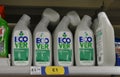 Bottles of environmentally friendly eco toilet cleaner Royalty Free Stock Photo