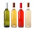 Bottles of expensive wines on white background Royalty Free Stock Photo