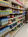 Bottles of flavored water on a Store Shelf