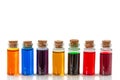 Bottles of food coloring isolated on a white background Royalty Free Stock Photo