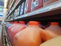 Bottles of Fruit Juice in a supermarket