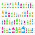 Bottles and glasses icon set colorful style Royalty Free Stock Photo