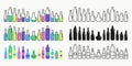 bottles and glasses icon set different style Royalty Free Stock Photo