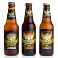 Bottles of Grimbergen Blond, Dubbel and Tripel beer Royalty Free Stock Photo