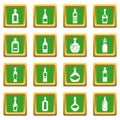 Bottles icons set green square vector Royalty Free Stock Photo
