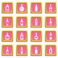 Bottles icons set pink square vector Royalty Free Stock Photo