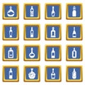 Bottles icons set blue square vector Royalty Free Stock Photo